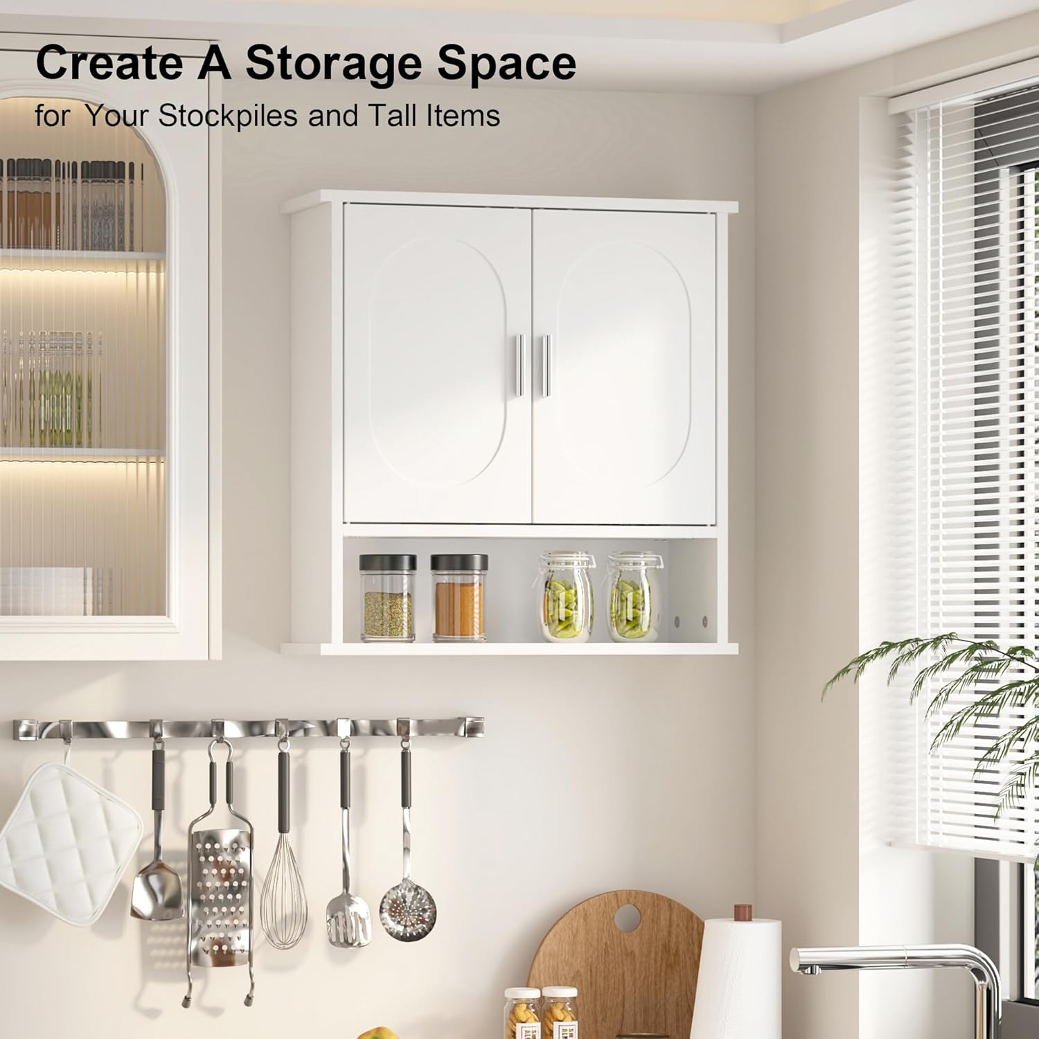 Medicine Cabinet for Bathroom,2 Doors White Bathroom Wall Cabinet with Oval,Over Toilet Storage Cabinet for Laundry Room/Kitchen/Living Room,Surface Mount Medicine Cabinets 23x24