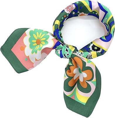 YOUR SMILE Silk Feeling Like Scarf Womenâ€™s Fashion Pattern Large Square Satin Headscarf Headdress 24'x24',Colorful Flower