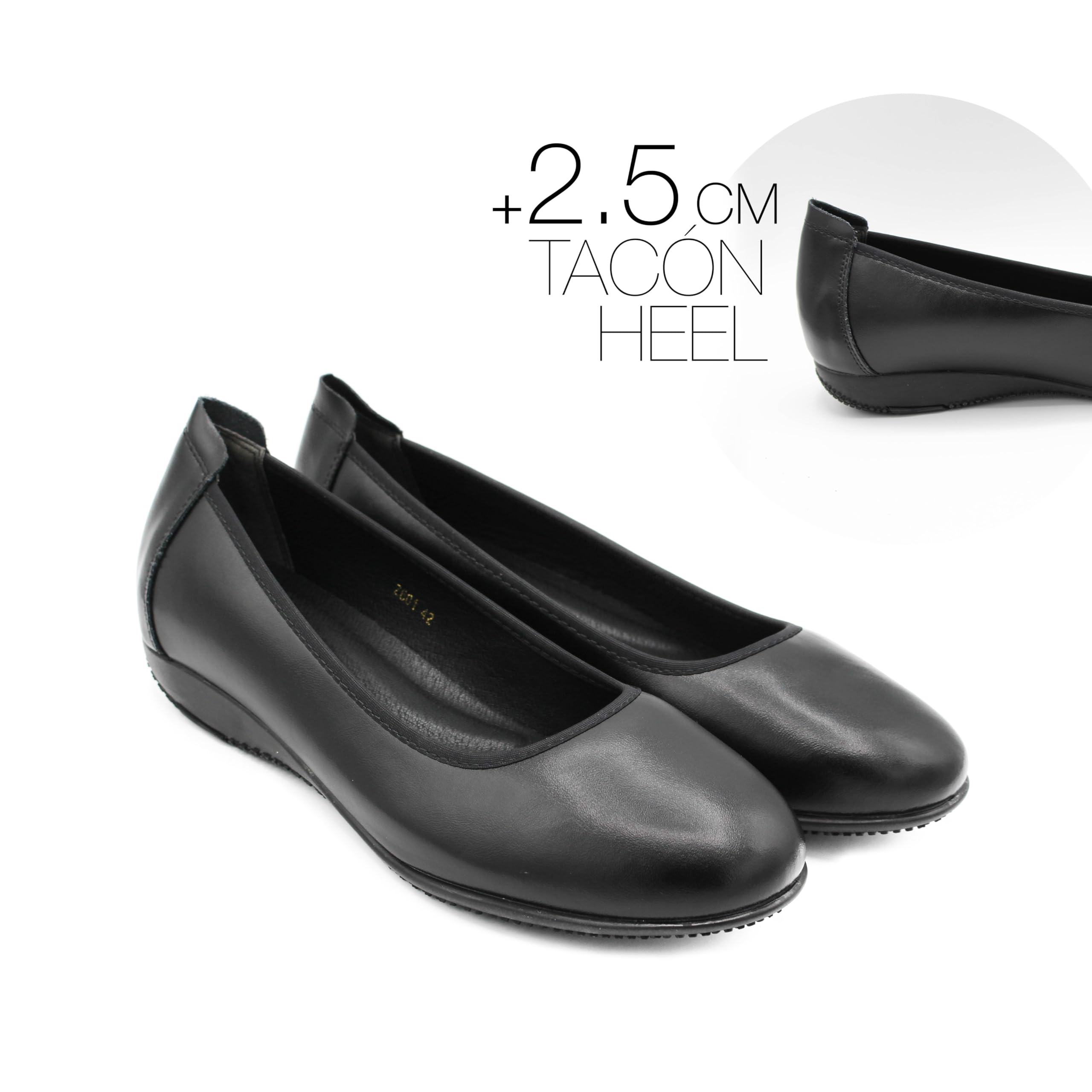 Zerimar Zapatos Mujer Piel Comodos - Zapatos Elegantes y Ligeros para Uso Diario para Oficinas, Recepcionistas, Hosteleria -Tacon 2,5 cm