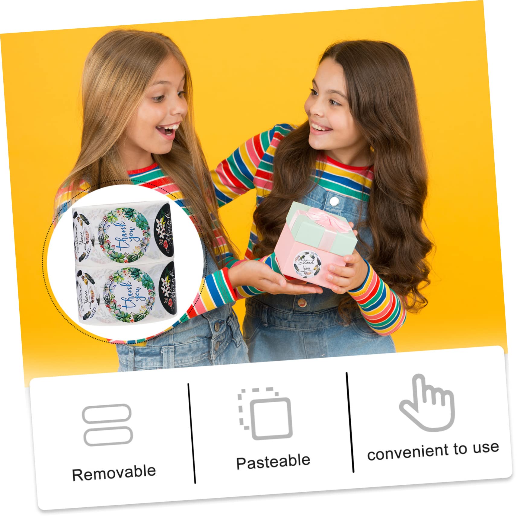 4rotoli Adesivi Ringraziamento Per Sacchetti Confezione Stickers Design Elegante Per Feste e Regali Perfetti Per Decorare e Personalizzare Eventi Speciali