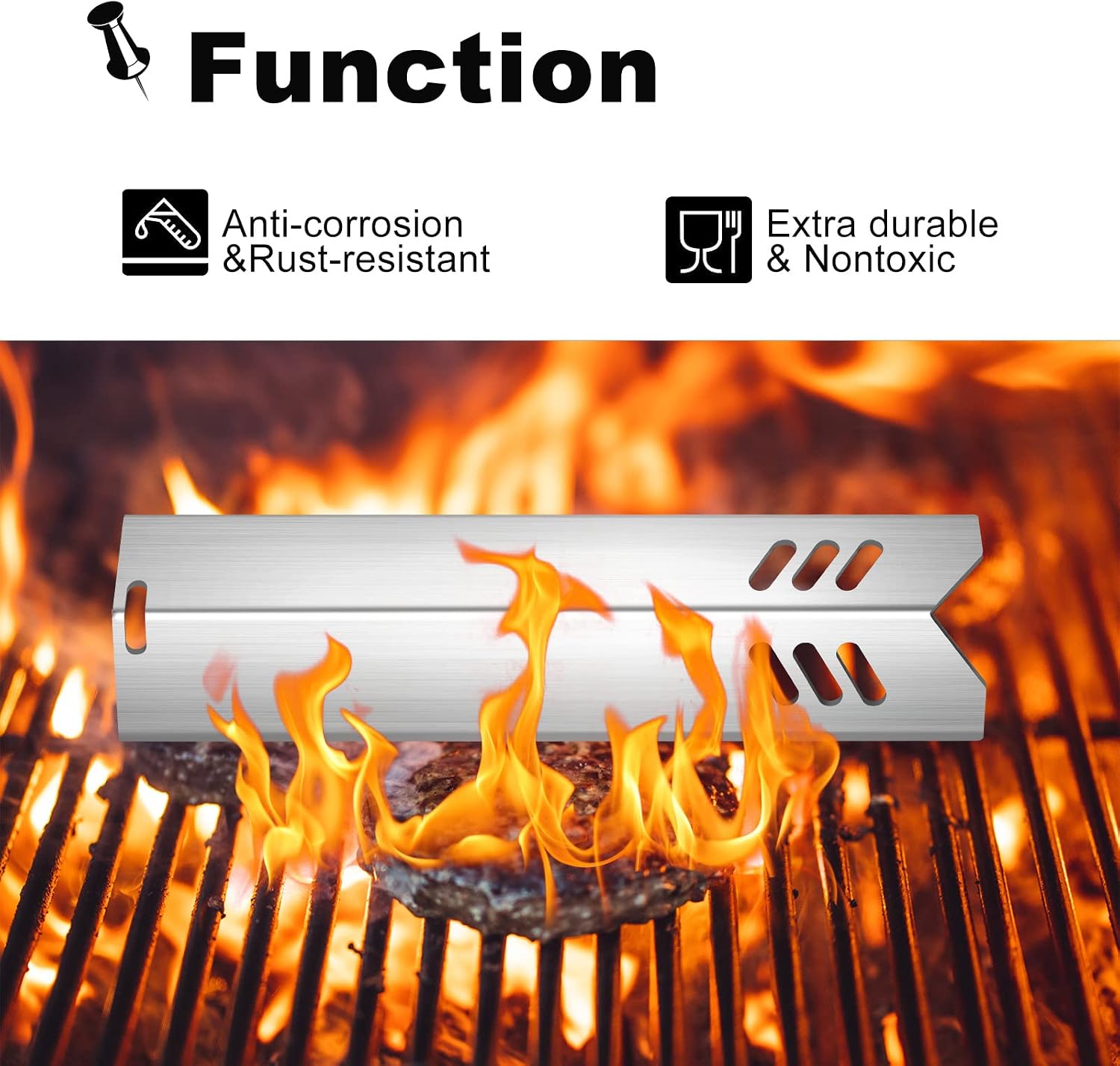 Grill Heat Plates Shield for Backyard Grill BY14-101-001-05 BY16-101-002-06,Revoace Gas Grill GBC1690W GBC1705WV GBC1706W GBC1793W,Uniflame GBC1030WRS GBC1134W Stainless Steel Burner Cover 14"