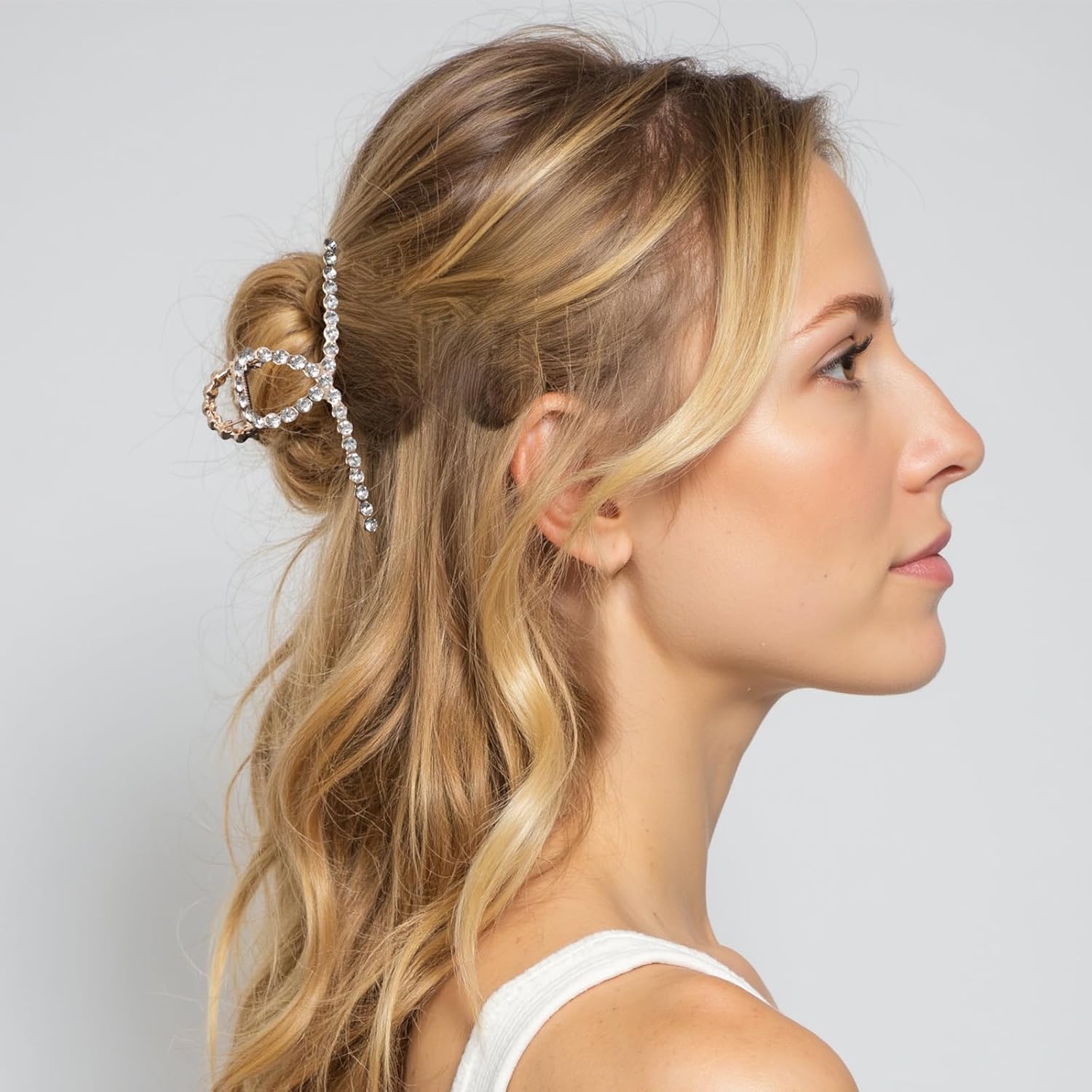 HAIMEIKANG 2 PCs Rhinestone Hair Clips for Women - Metal Claw Clips Strong and Large Hold Claw for Thick Hair, Gold and Silver Hair Clips - Image 3