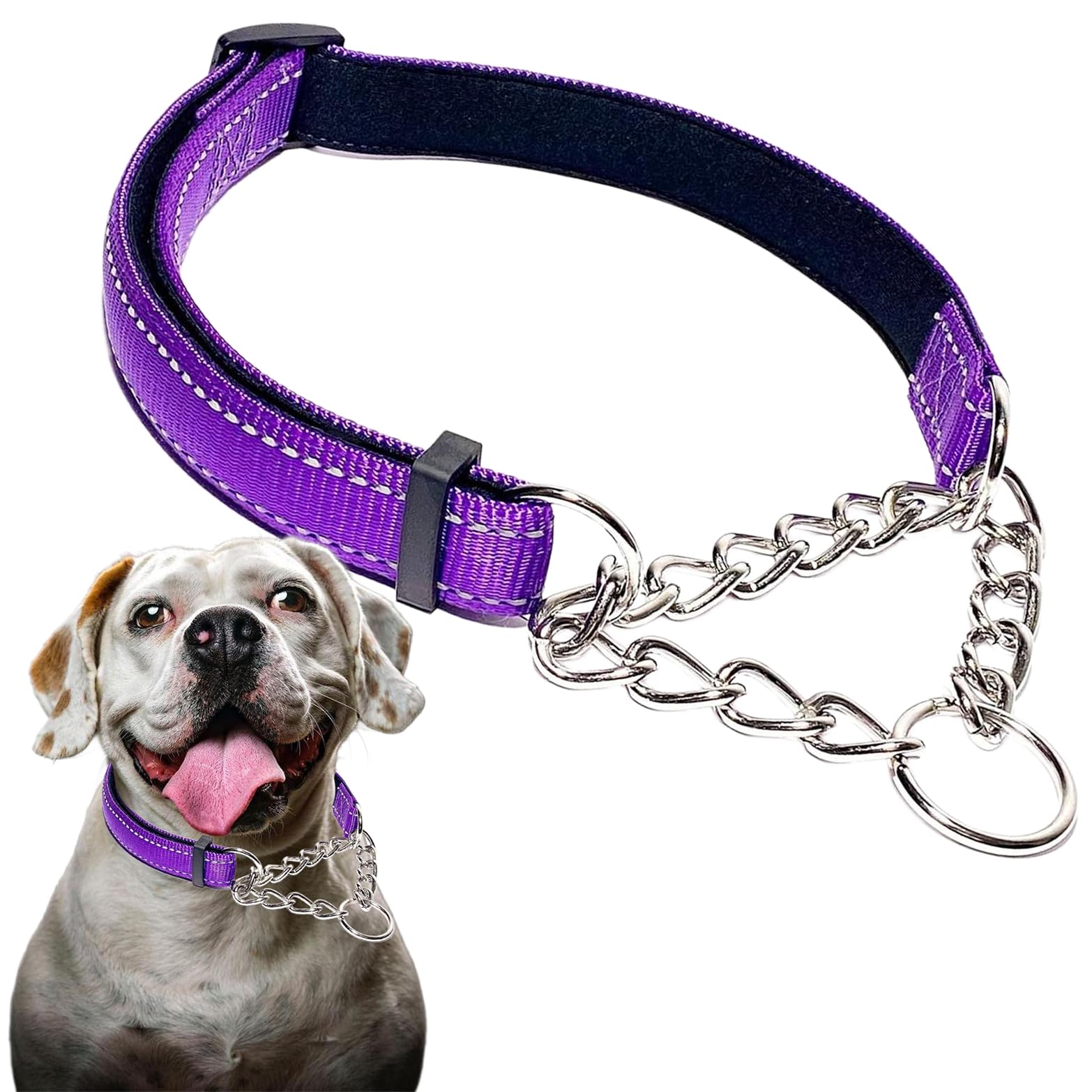 Martingale Collar for Dogs, Nylon Dog Chain Collars Adjustable For Heavy Duty Reflective Martingale Collar for Training Medium Large Big Dogs