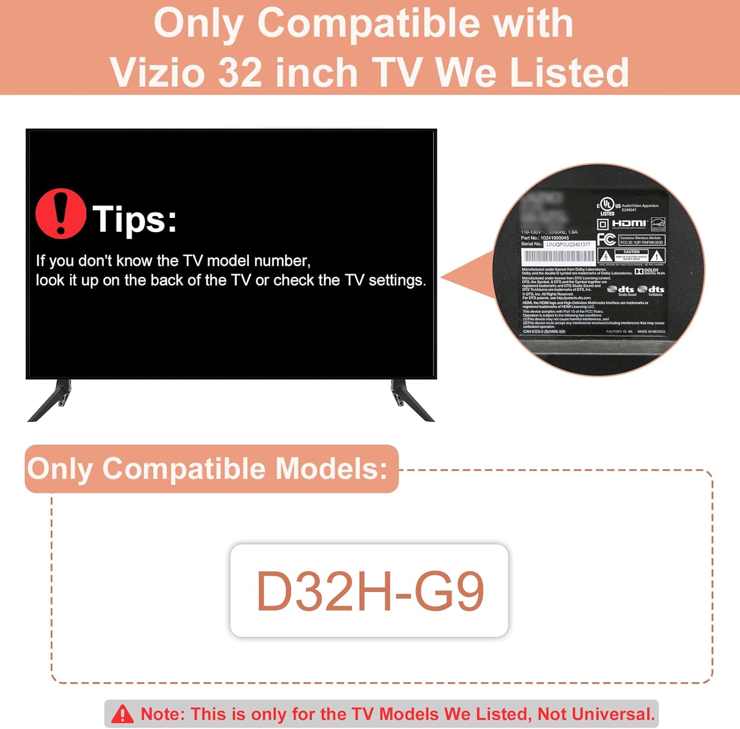 Yaotieci TV Stand Only for Vizio TV Legs Replacement D32H-G9, Only for Vizio TV Stand Base Replacement We Listed with Screws & Instructions