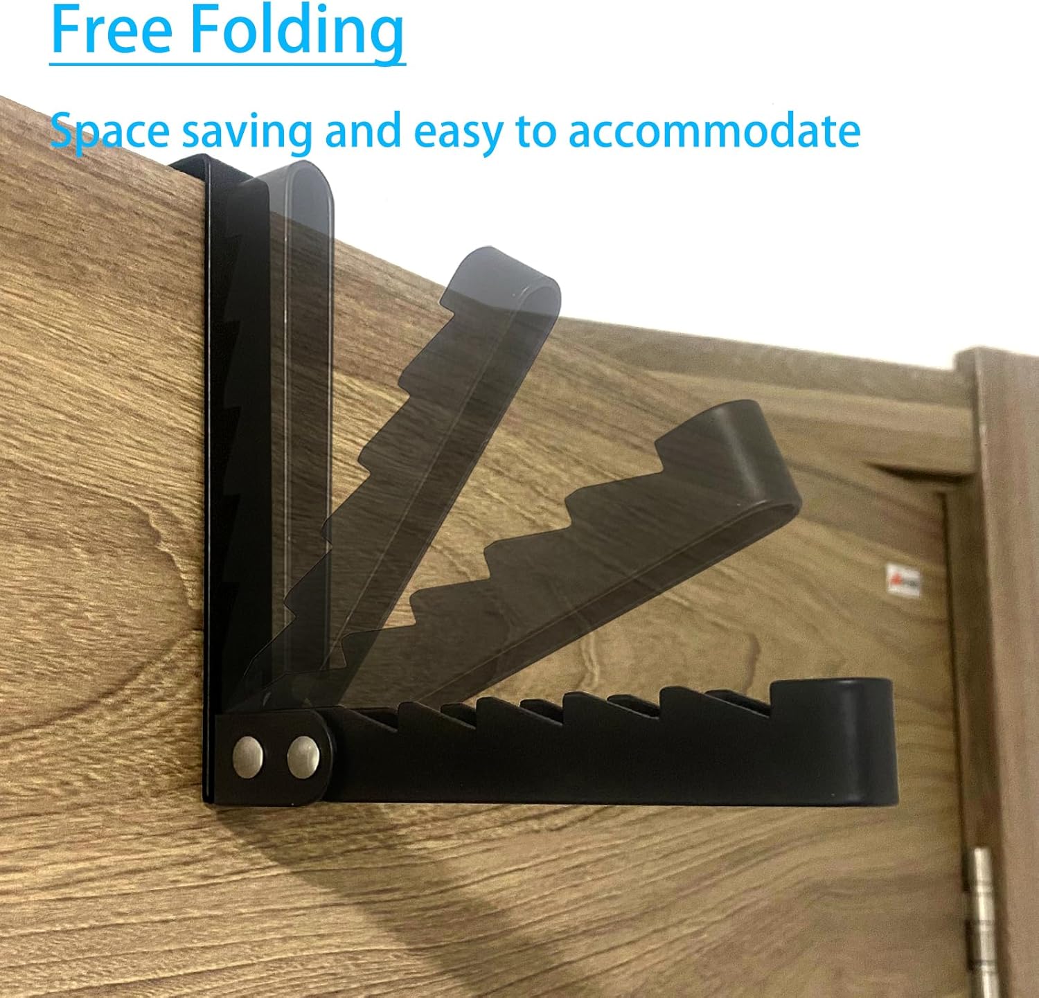 Collapsible Over The Door Hooks, 2 Pack Folding Drying Rack Hanger for Clothes & Coats, Indoor Laundry Room, Bathroom & Dorm, Space-Saving Compact Small Space Portable Black