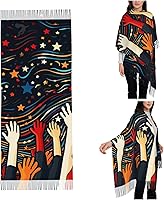 Vista 7 de Bufandas para mujer, bufanda cálida de invierno, con borla, manta de gran tamaño, bufandas de color negro, melocotón, rosa, chal