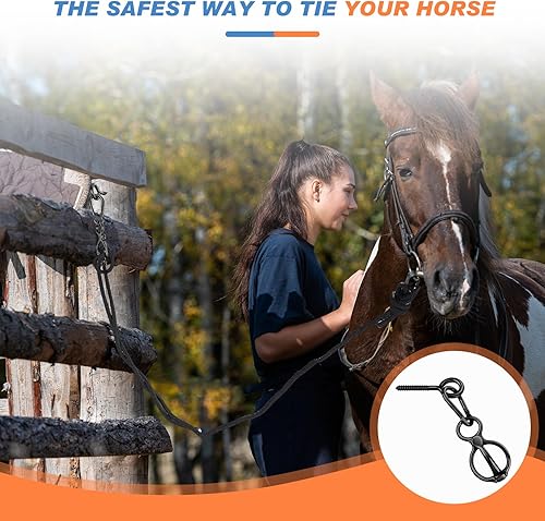 Miniatura 6 de Nuenen Anillo de amarre para caballos de acero inoxidable y suministros Accesorios de seguridad con pernos de ojo y broches Equipo de entrenamiento