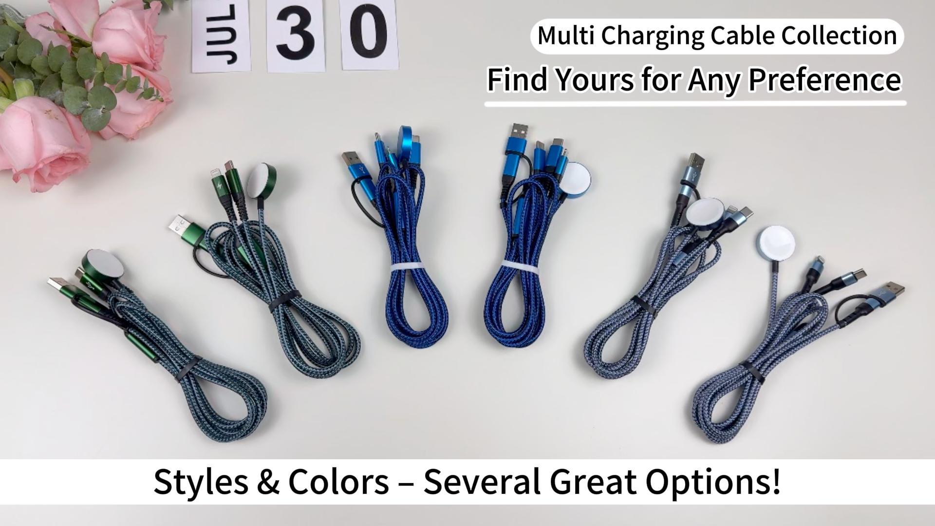 Image of Travel Essentials for iPhone iWatch Charger 3 in 2 USB Cable, 2Pack 5FT