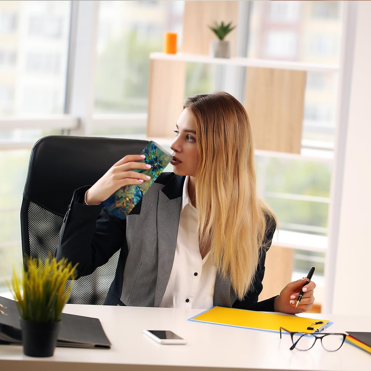 Coffee Tumbler, 20 oz Tumbler, Insulated Coffee Mug with Lid, Skinny Stainless Steel Thermal Cup, Slim Vacuum Water Bottle Travel Mug, Christmas Birthday Dragonfly Gifts for Women Men Girls Sister - Image 3