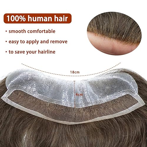 Miniatura 10 de Extensiones de cabello frontal para hombre, línea capilar para hombre, tupé de cabello humano virgen europeo en forma de V, línea de cabello de