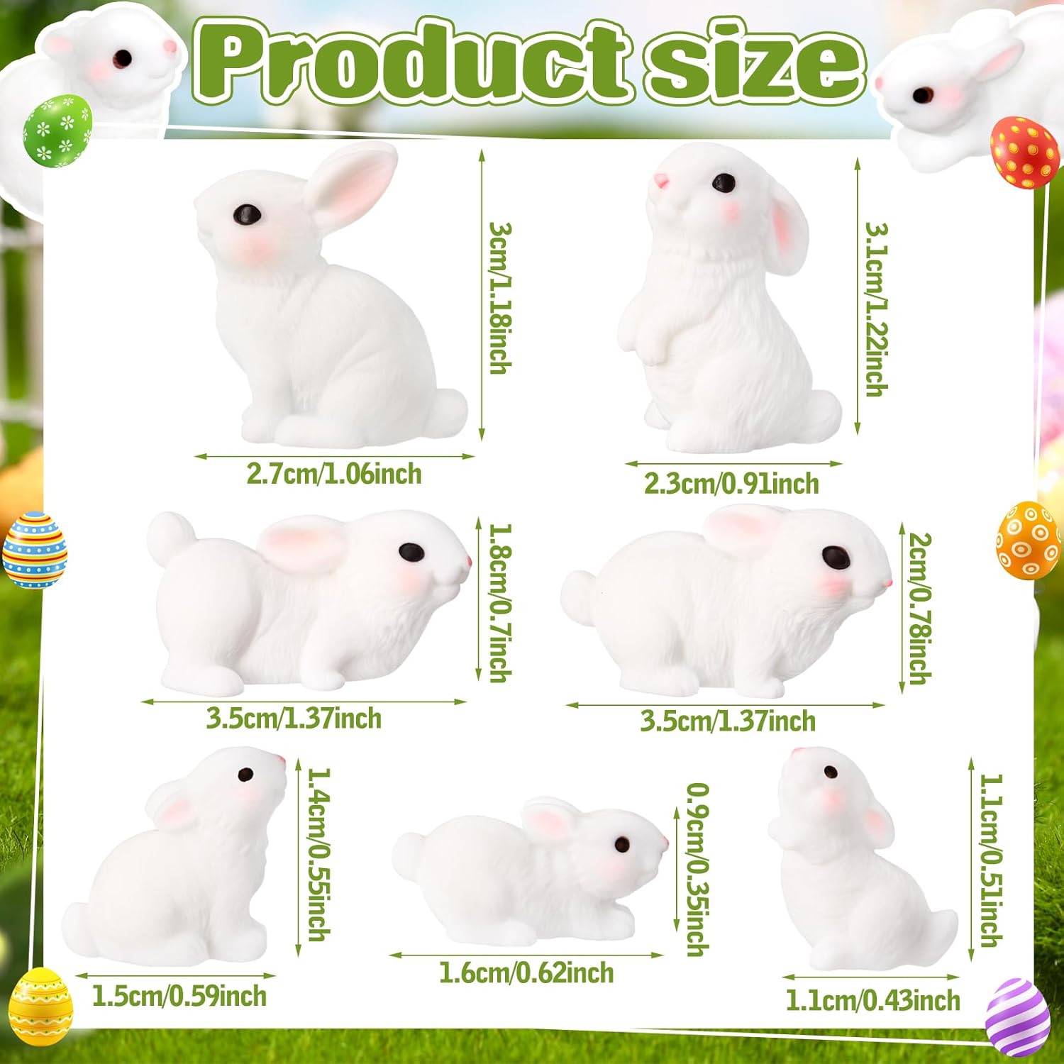 70 Pcs Mini Rabbit Easter Resin Bunny Mini Bunny Figures Small Bunnies Tiny Animals Miniature Home Decor Garden Ornament for Easter Egg Fillers Cake Home Decor(White,Classic) - Image 2