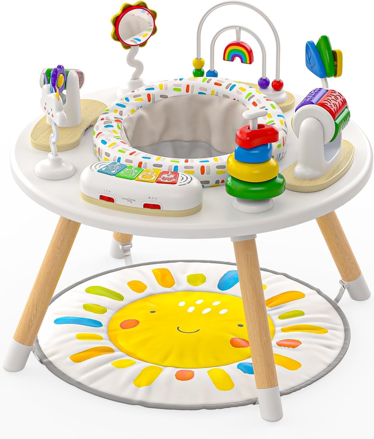 Move2Play 4-in-1 Baby Activity Center | Montessori-Inspired Design | 8 Interactive Toys | Tummy Time