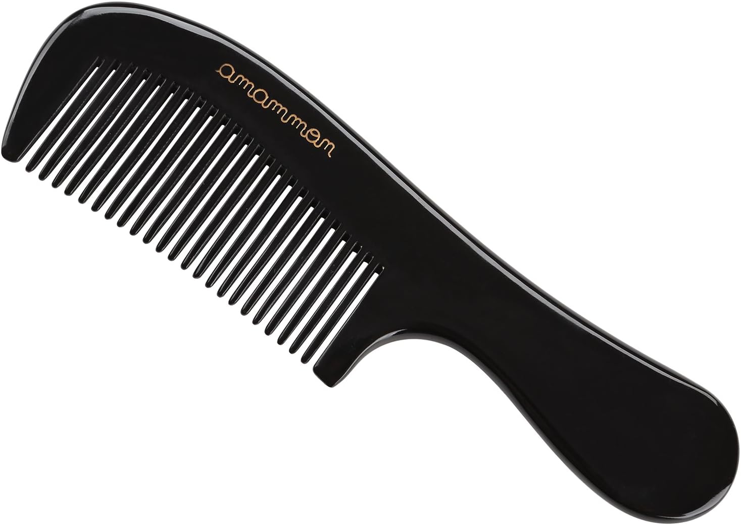 Black Ox Horn Comb - Anti Static Natural Detangling Hair Comb - Handmade Premium Quality Natural Fine Tooth Round Handle - Exquisite Gift