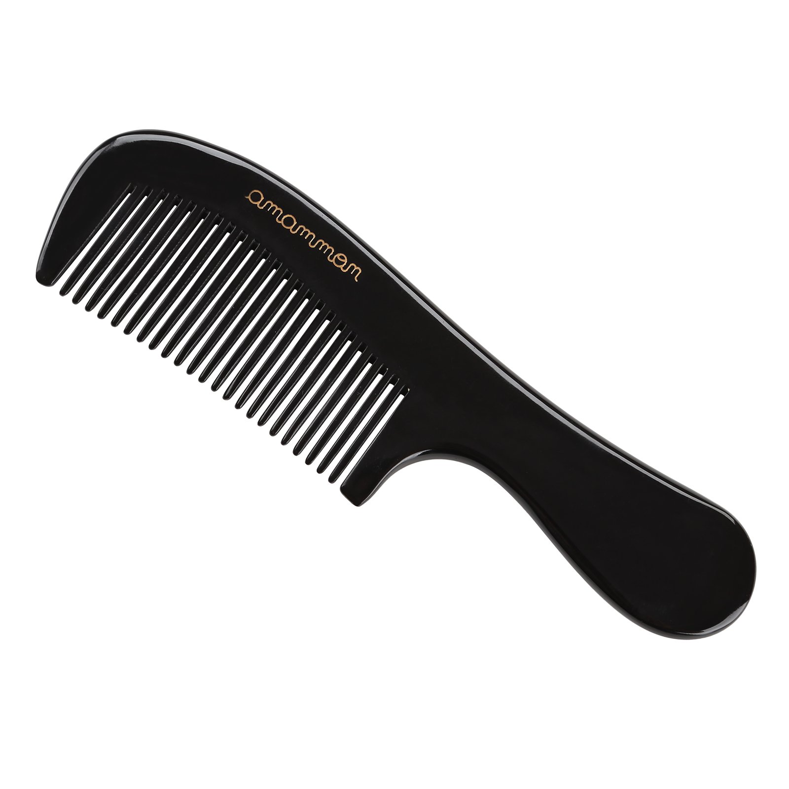 Black Ox Horn Comb - Anti Static Natural Detangling Hair Comb - Handmade Premium Quality Natural Fine Tooth Round Handle - Exquisite Gift