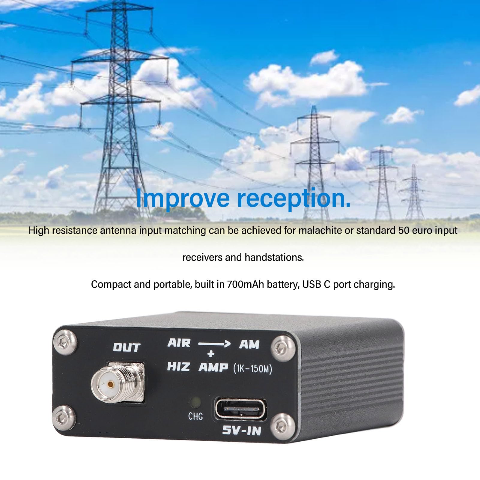 Airband to AM -Radiosfrequenzkonverter 110m Aluminiumlegierung Hochleistungstragbarer Empfänger für die Verwendung der Luftfahrtkommunikation