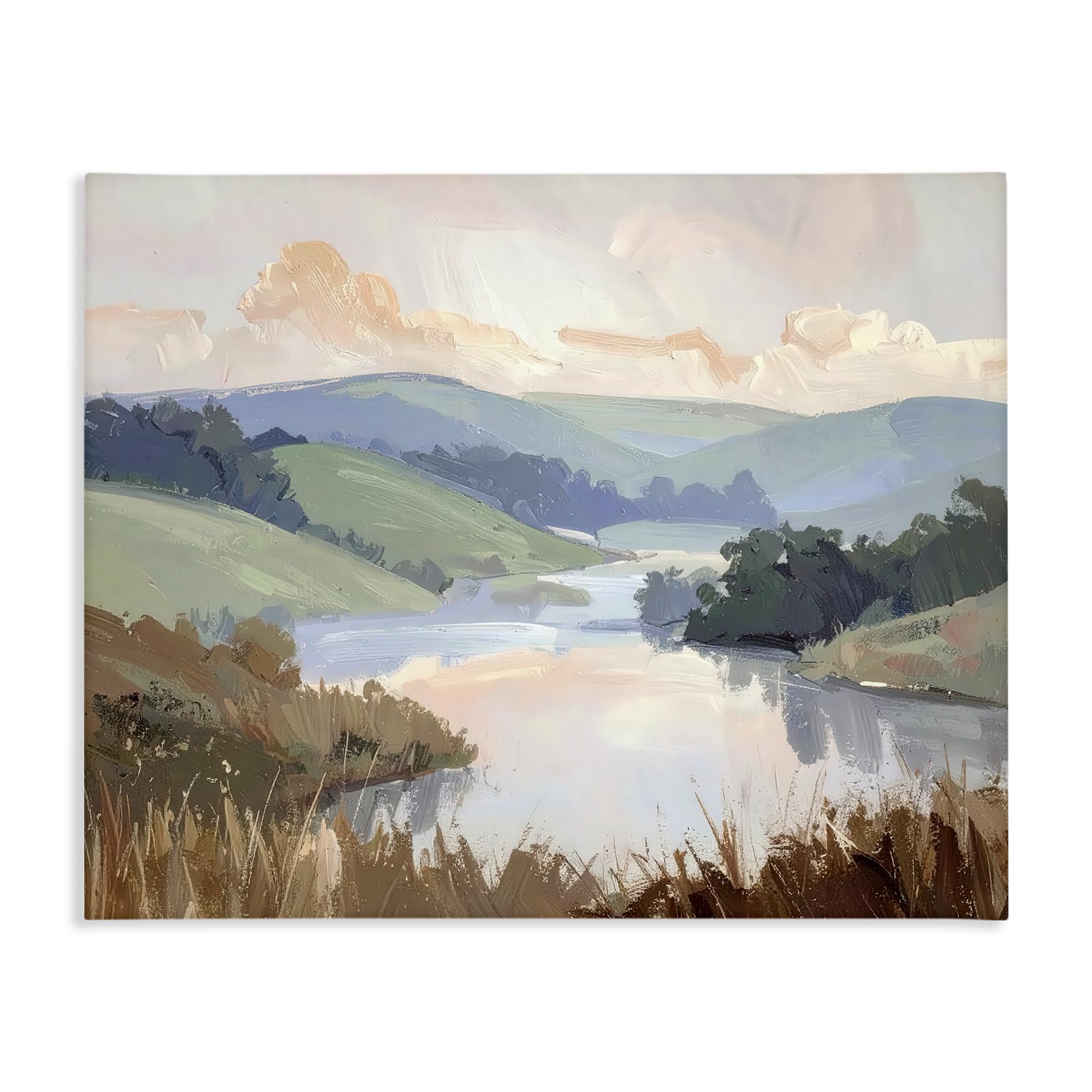 Muted Distant Mountains Landscape, 16 x 20 Inch Canvas Wall Art