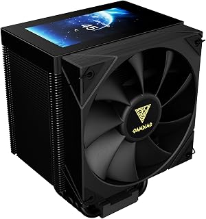 GAMDIAS Boreas M2-61L CPU空气冷却器 附带LCD显示屏 LCD屏幕盖 附带软件 6根热管&低噪音性能 PWM风扇 (最大2000RPM)、AMD AM4/AM5用、Intel LGA 1851/1700/115x/1200、黑色