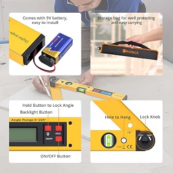 Neoteck Digital Angle Finder 0-225° Protractor 16