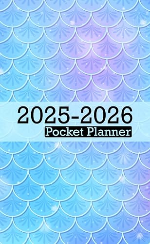 Pretty Mermaid Glitter Scales Pocket Planner 2025-2026 for Purse: 2 Year Pocket Calendar from January 2025 to December 2026