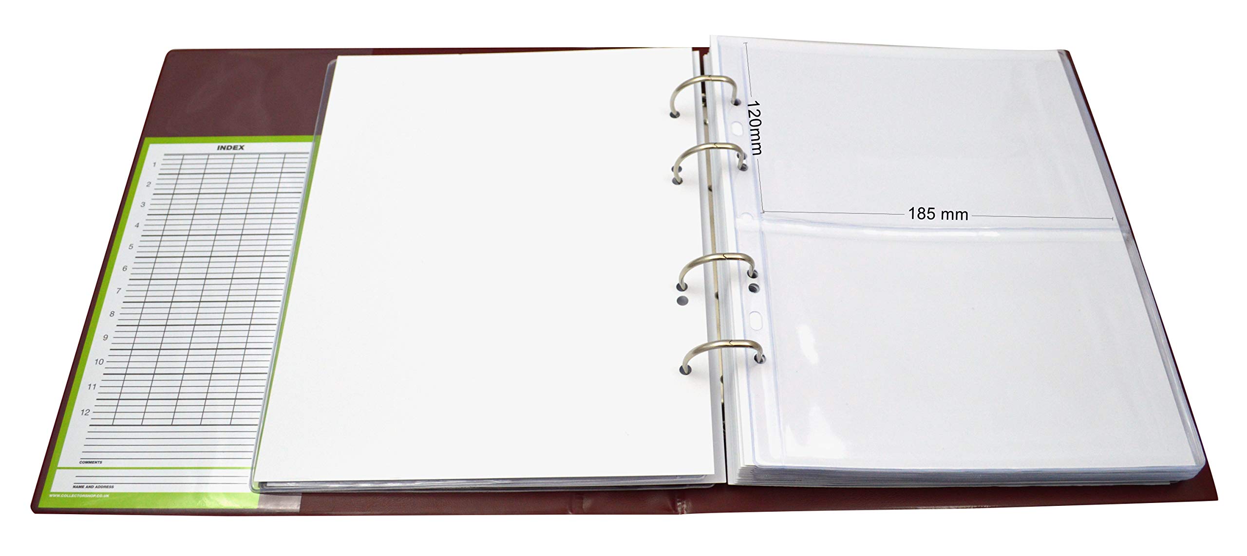 COLLECTOR - Classeur pour en étui Les Billets en Format d’Un Livre avec 15 Pages et 15 diviseurs – très Large capacité (Rouge)