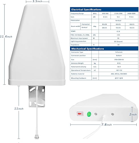 Miniatura 2 de ZDTECH Antena direccional para teléfono celular Yagi Antena 8 a 9dBi de alta ganancia 3G4G5GLTE Antena LPDA universal de montaje fijo para