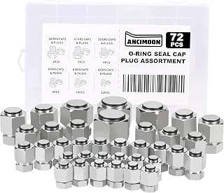 ANCIMOON 72PCS ORFS O-Ring Seal Cap and Plug Kit, Hydraulic Flat Face Fittings For Hose, 4 6 8 10 12 16 UNF Threads Size, Zine-Plated Carbon Steel