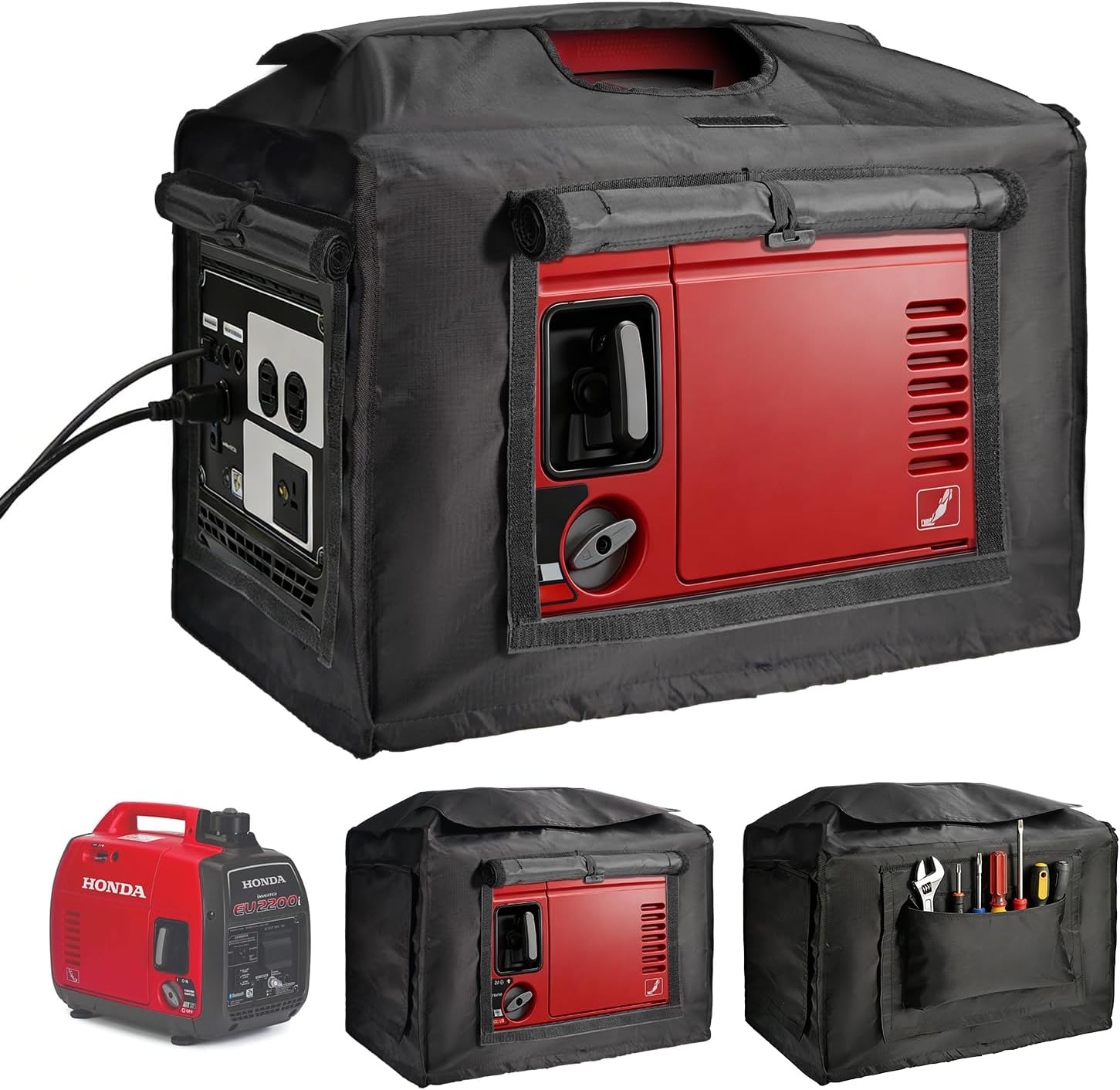 Joramoy Generator Cover While Running,Opened Double-layer 600D Portable Generator Tent for Outside Honda EU2000i EU2200IC,Waterproof,Heavy Duty