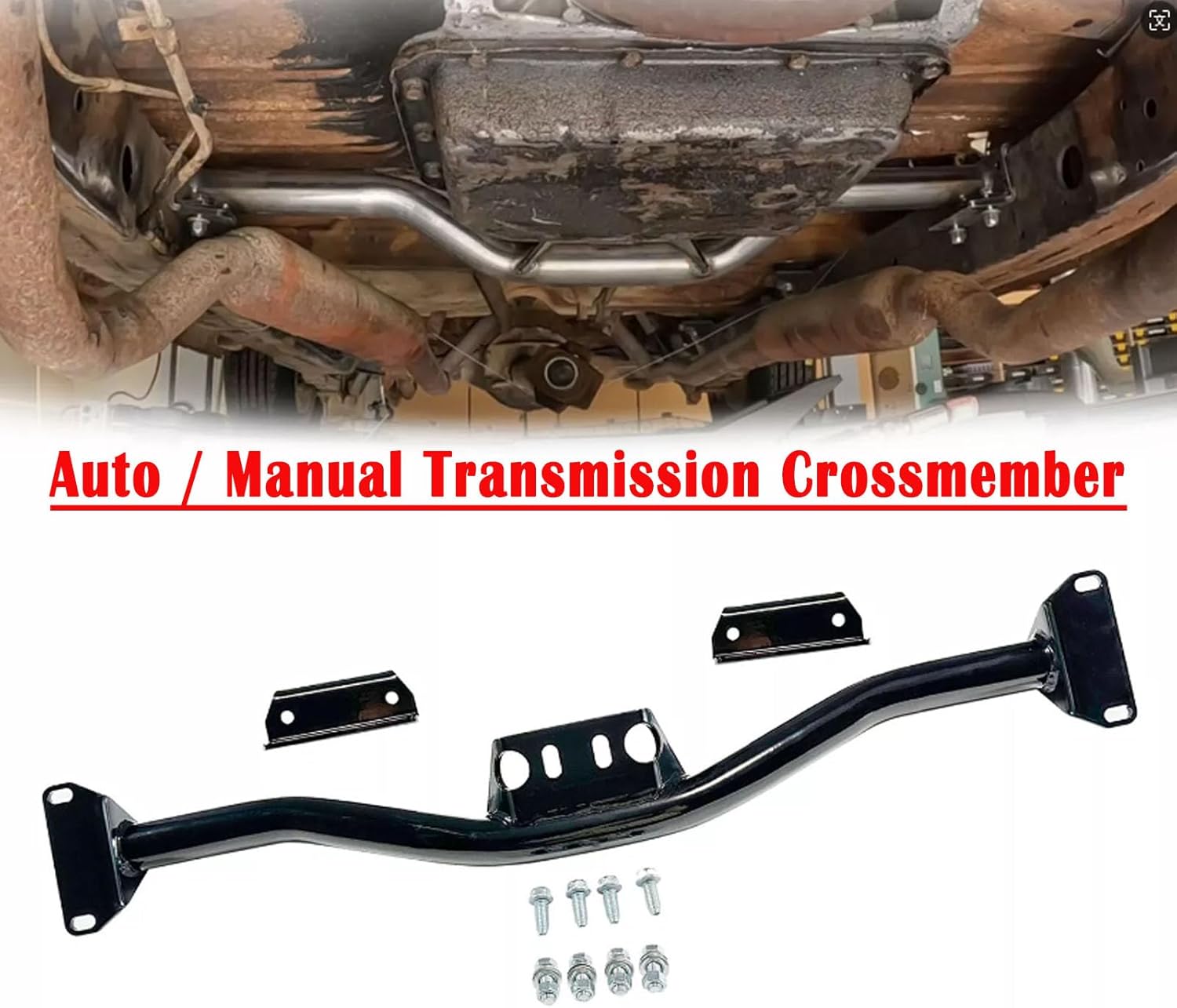 Tubular Transmission Cross Member Crossmember for 1955 1956 1957 Chevy Bel Air Nomad 150 210, Auto Automatic/ Manual Frame Rail Spacing Transmission Crossmember
