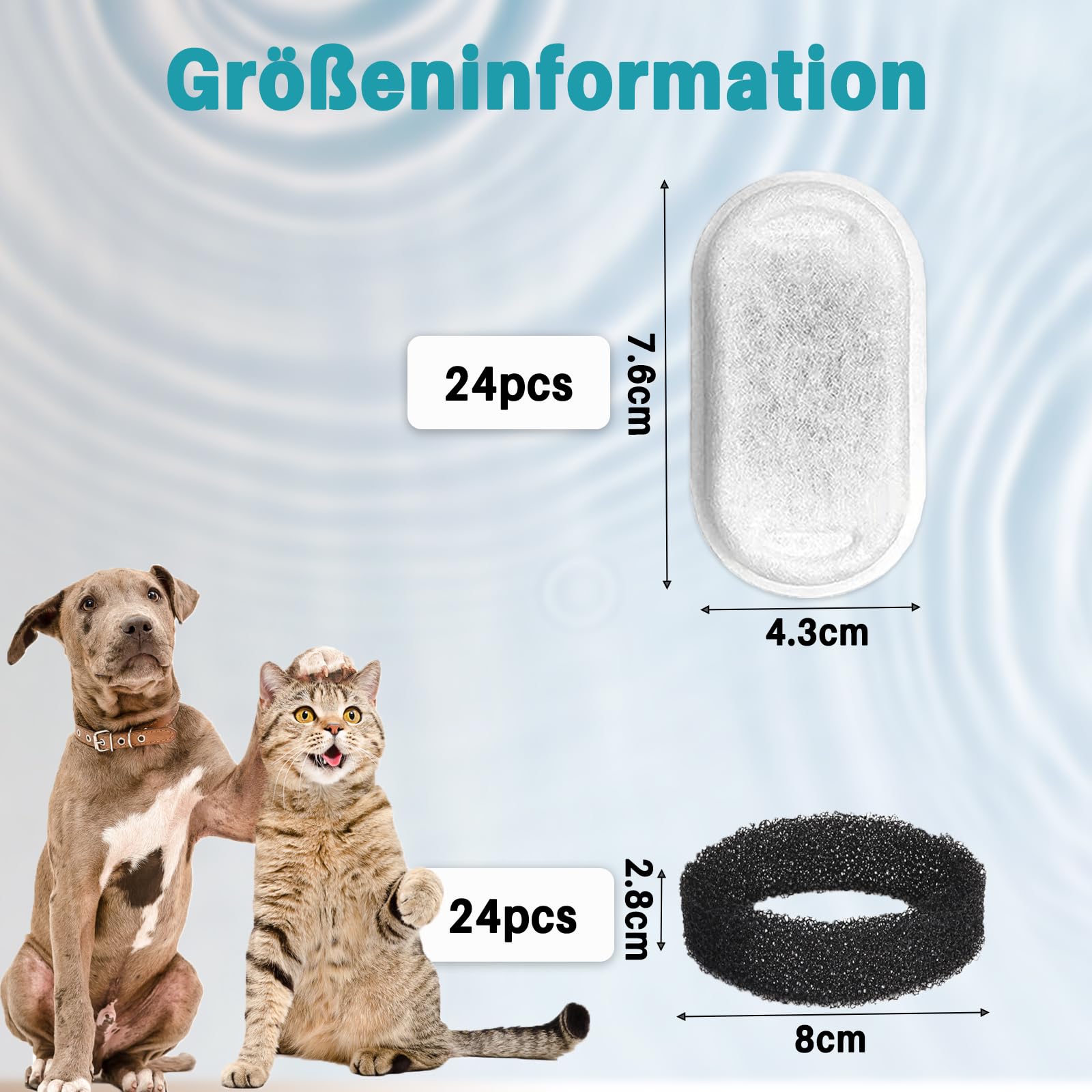 Katzenbrunnen-Ersatzfilter 4 Stück – Kompatibel Mit 3-Liter-Brunnen, Aus Schwamm & Aktivkohle