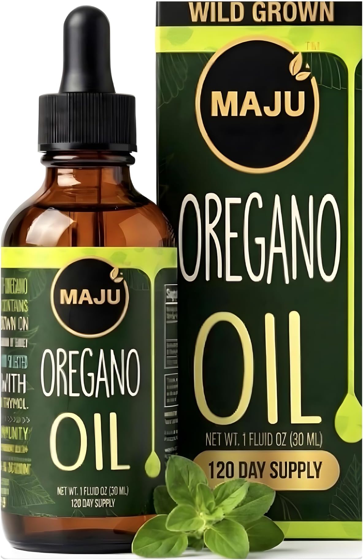 Maju Superfoods Oregano Oil Drops, Potent 90%+ Carvacrol (1 fl oz) Wild Mediterranean Essential Oil of Oregano Liquid, Oregano Accept, Immune and Seasonal Support, Compare to Organic