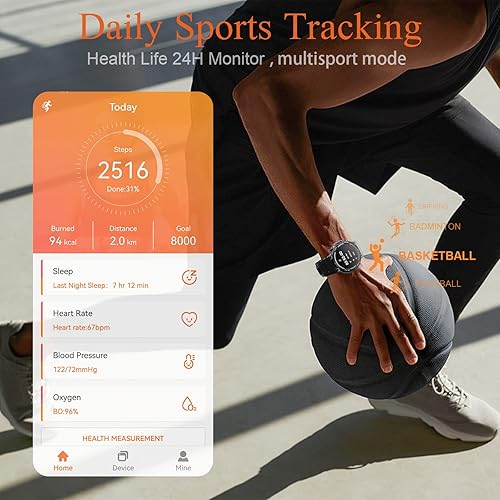 Miniatura 4 de FMK Reloj inteligente para hombre respuesta  llamadas de marcado táctico militar de 139 pulgadas impermeable reloj de fitness para Android iOS con