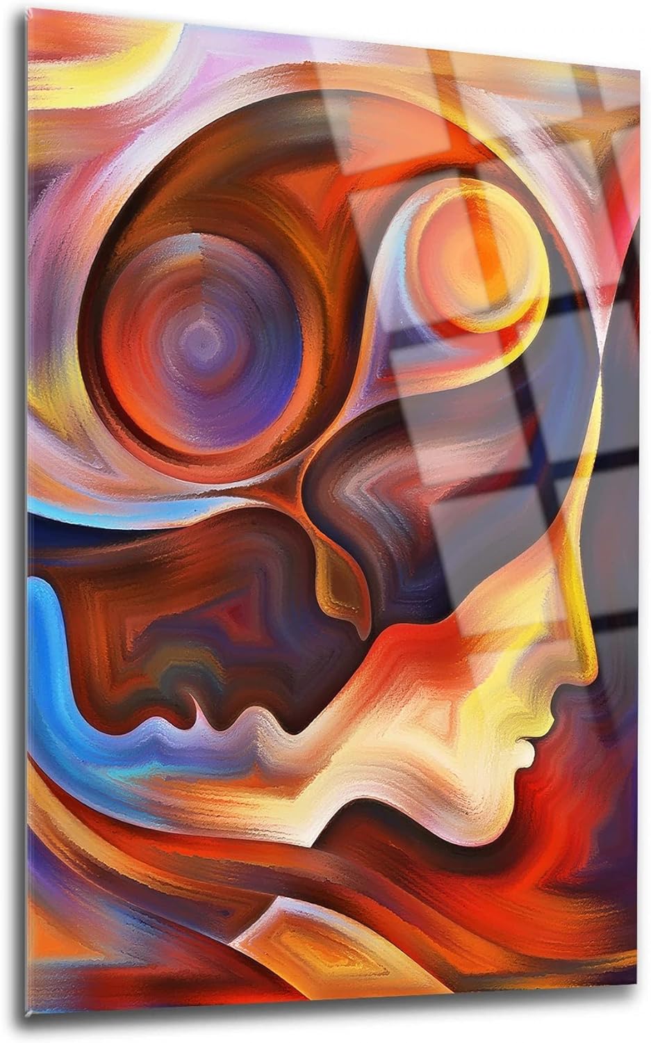 DEKADRON Soul Mate Wall Decor, Glass Wall Art, Frameless Free Floating Tempered Glass Panel, Living Room Decoration (17.7”W x 25.6”H – 45x65cm)