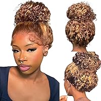 Vista 21 de Pull Go - Pelucas de cabello humano rizado birmano completo de 13x6, sin pegamento, pre despuntadas, pre cortadas, densidad 210, encaje frontal HD