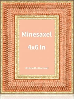Orange 4x6 Cute Picture Frame,HD Real Glass Unique Fun or Vintage 4 by 6 Photo Frames,Gold Border with Easel for Tabletop and Wall Display 1 Pack