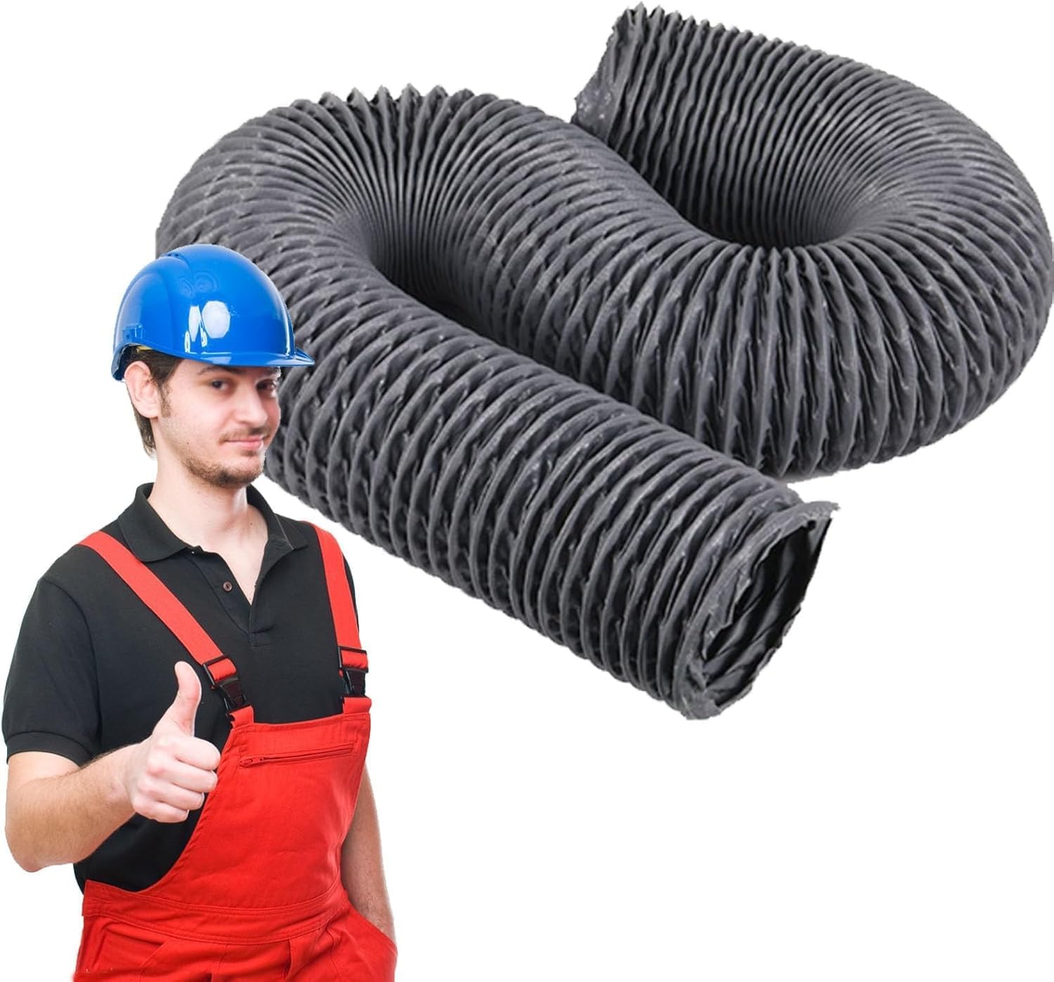 Indoor Air Duct Induction Intake Pipe Hos, 50mm 60mm 75mm 100mm 115mm 150m 200mm Dia Thread Ducting, Exhaust Tube Kit Flex for Car Ac/Factory/Tunnel(Dia-50mm(2"),L-5m(16.4ft))