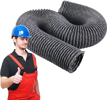 Indoor Air Duct Induction Intake Pipe Hos, 50mm 60mm 75mm 100mm 115mm 150m 200mm Dia Thread Ducting, Exhaust Tube Kit Flex for Car Ac/Factory/TunnelDia-50mm2",L-5m16.4ft