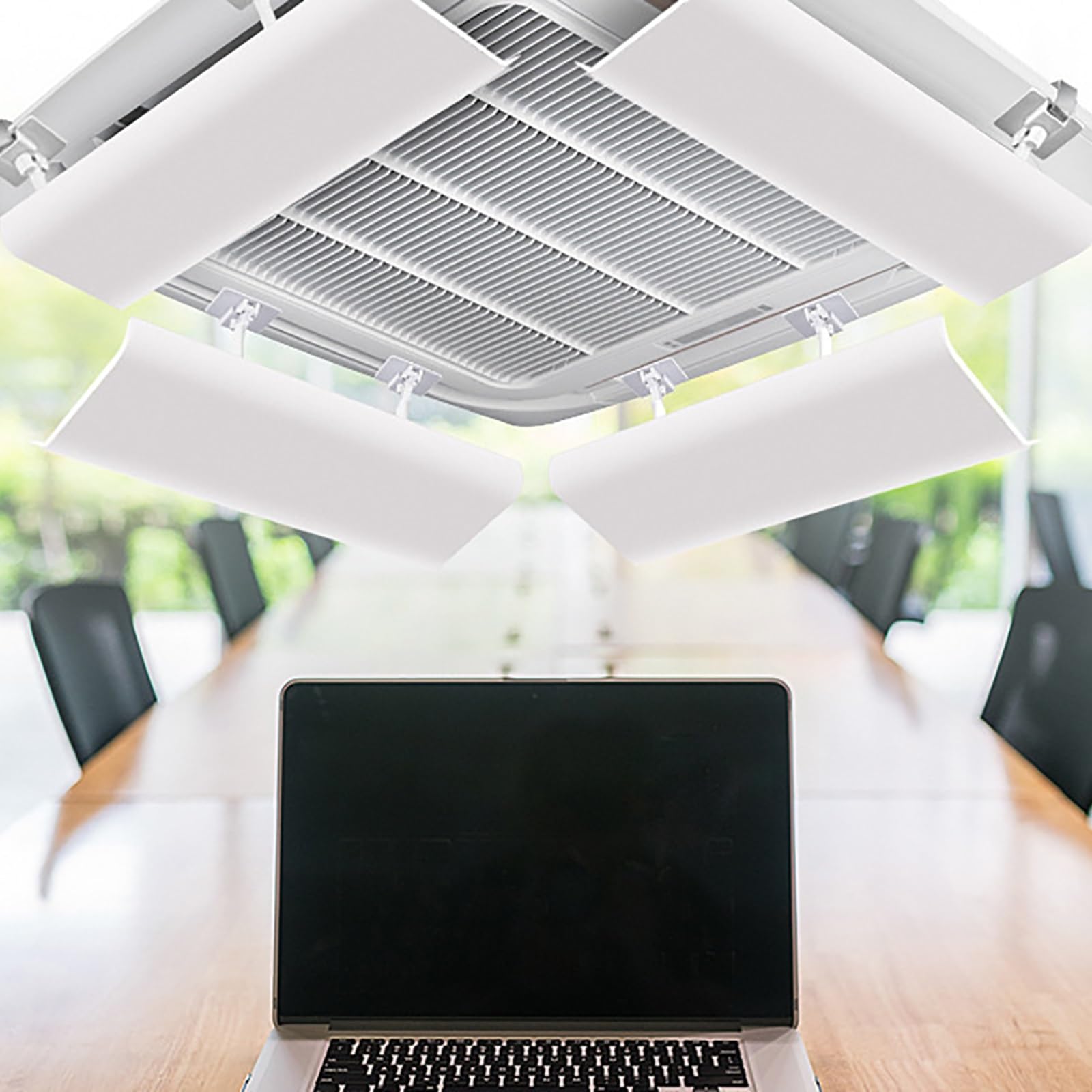 Paquete de 4 cubiertas de ventilación ajustables para clips de metal de CA centrales, antiflujo de aire directo, color blanco, 45 cm, mejora el control del flujo de aire y la eficiencia energética