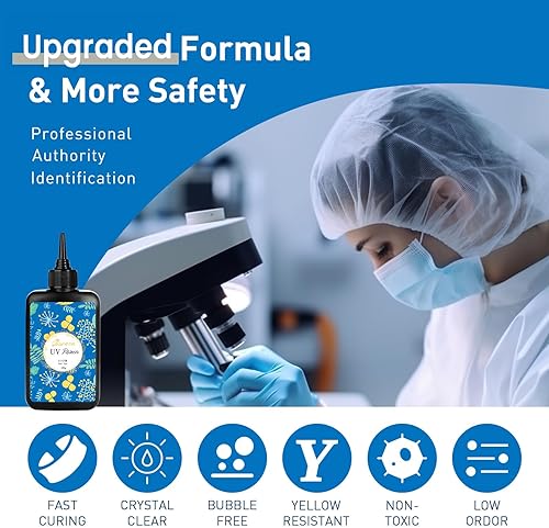 Miniatura 5 de Kit de resina epoxi de 14.11oz de resina UV dura, cristalina de curado UV, resina premezclada, pegamento activado solar transparente para hacer