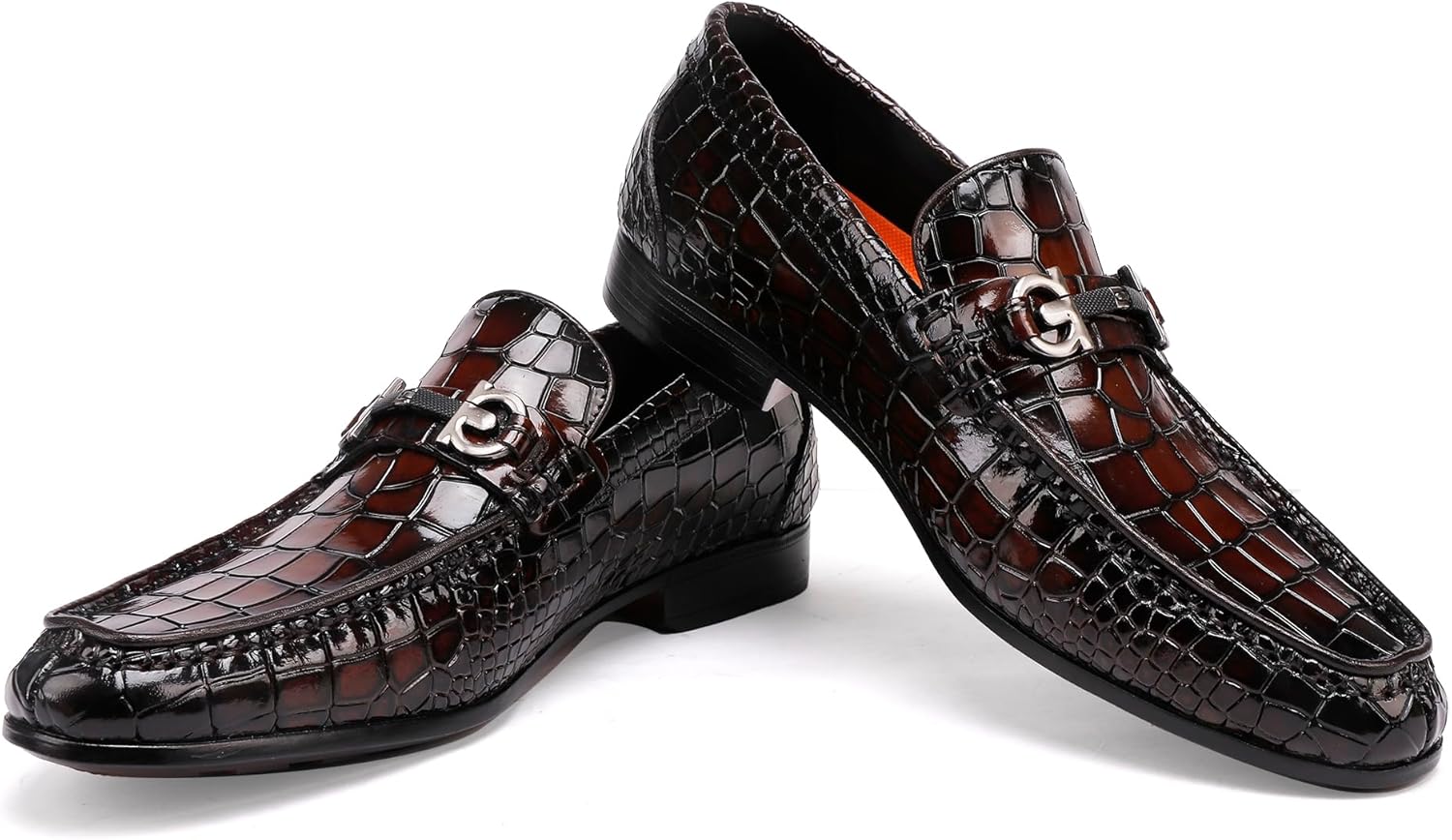 Casual Buckle Men's Dress Loafer Fashion Alligators Printed Leather Formal Business Party Shoes Driving Penny Loafer - Image 5