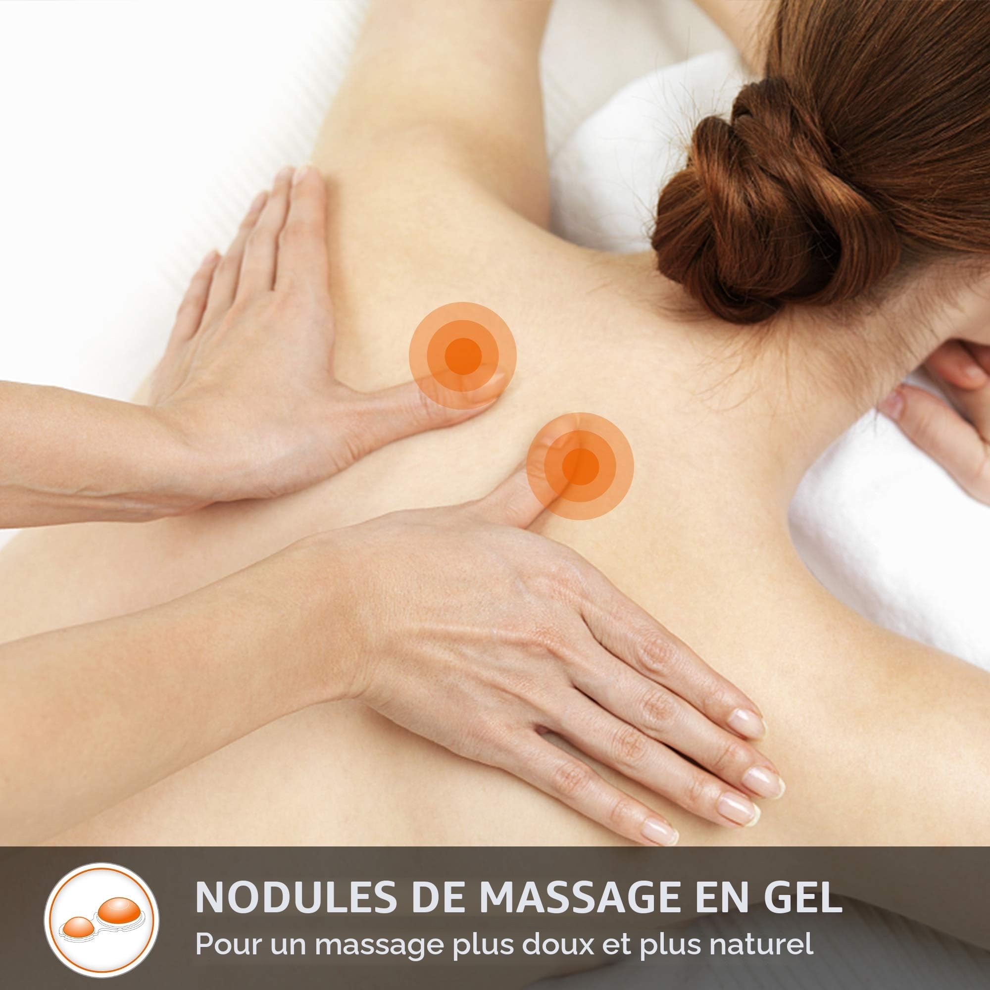 Snailax Masseur de Dos Shiatsu avec Chaleur, Siège Massant à Nœuds de Massage en Gel Souple, Massage du Dos Complet avec Vibration d’Assise, pour Maison, Bureau, Canapé, Cadeau pour Homme et Femme