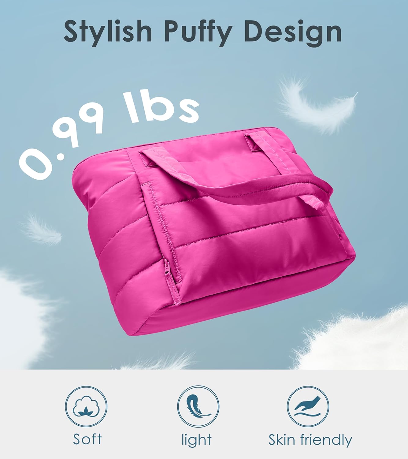 Tote Bag for Women with Zipper, Quilted Puffer Tote Bag with Compartments, Lightweight Puffy Work Bags for Women Travel - Image 6