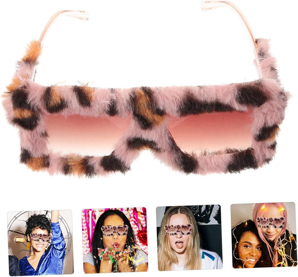 2pcs Plush Cat Eye Sunglasses Unisex Novelty Fuzzy Eyewear Vintage Party Funky Glasses for Men and Women