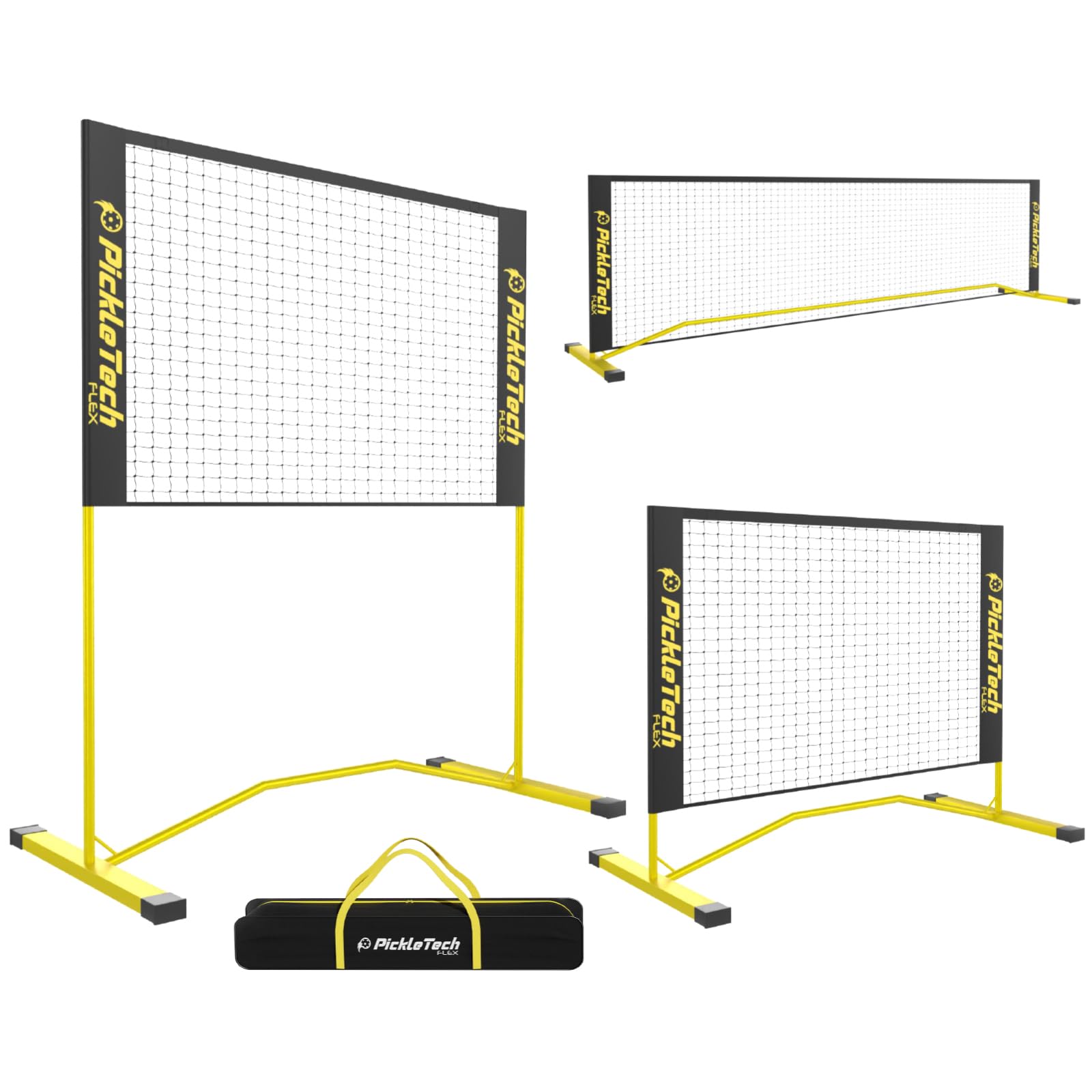 PICKLETECH Flex Pickleball Training Rebound Net – 1.2 m Expandable to 3 m – Adjustable Regulation Height – 2 Player Training – Outdoor Use