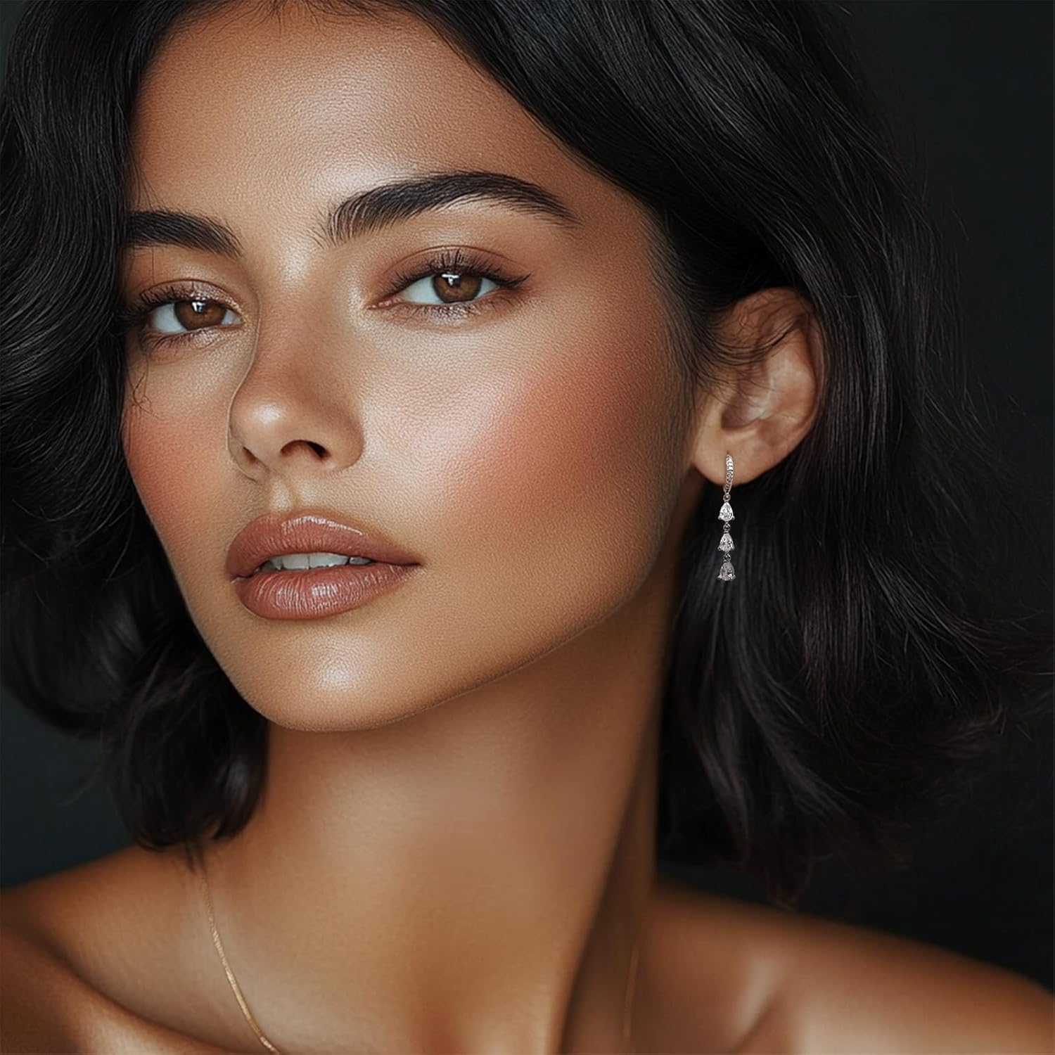 Sonateomber Silver Teardrop Huggie Hoop Earrings for Women,Cute Rhinestone CZ Dangle Earing Prom Wedding Fashion Jewelry Gift - Image 2