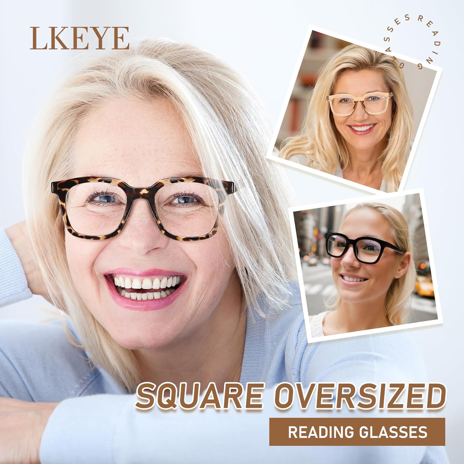 Reading Glasses For Women Blue Light Blocking Square Computer Reader Stylish Unbreakable Large Eyewear LK6078 - Image 3