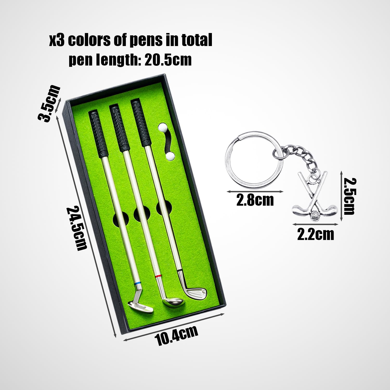 Set regalo da golf mini con palline, gagliardetto e portachiavi decorativo