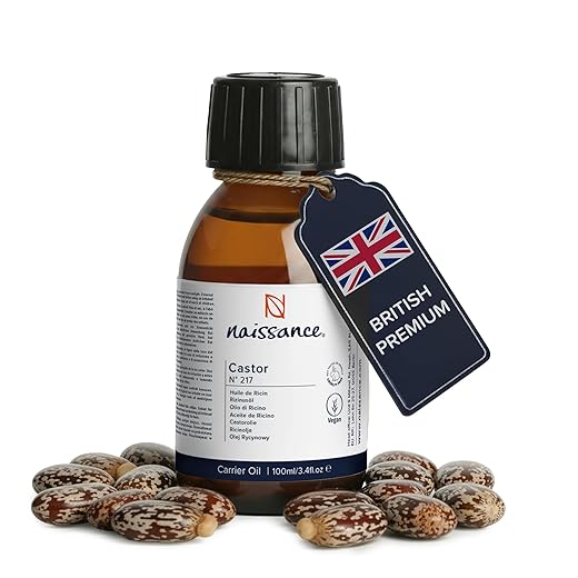 Naissance kaltgepresstes Rizinusöl (Nr. 217) 250ml - reines, natürliches, veganes, hexanfreies, gentechnikfreies Öl - pflegt und spendet Feuchtigkeit für Haare, Wimpern und Augenbrauen