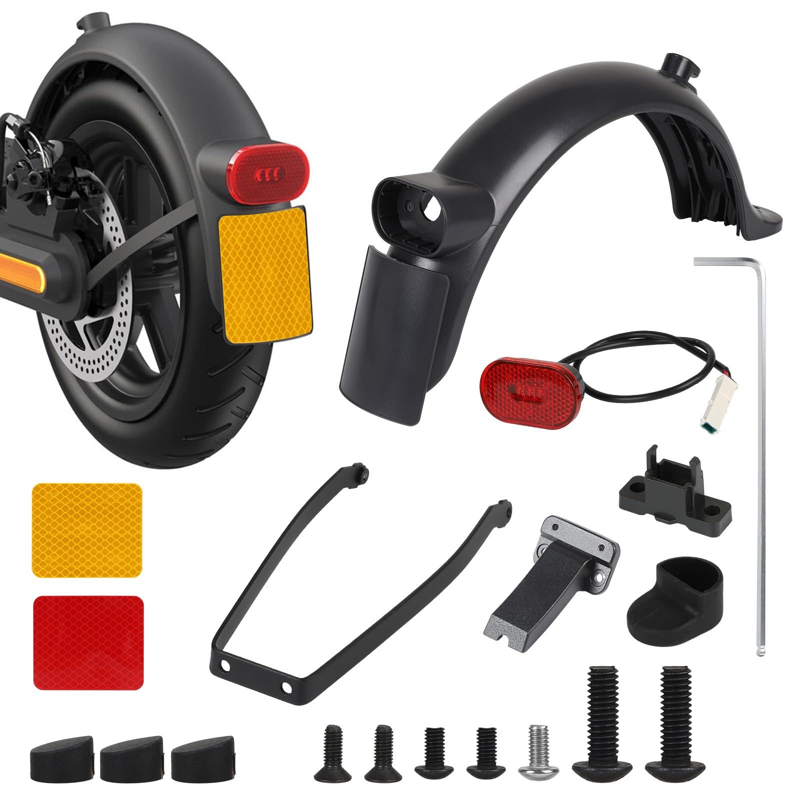 efuturetime Guardabarros Trasero para Patinete Electrico Xiaomi M365 | 1S, Essential, Pro, Pro 2, con Soporte, Matrícula, Luz Trasera, Accesorios para Adultos