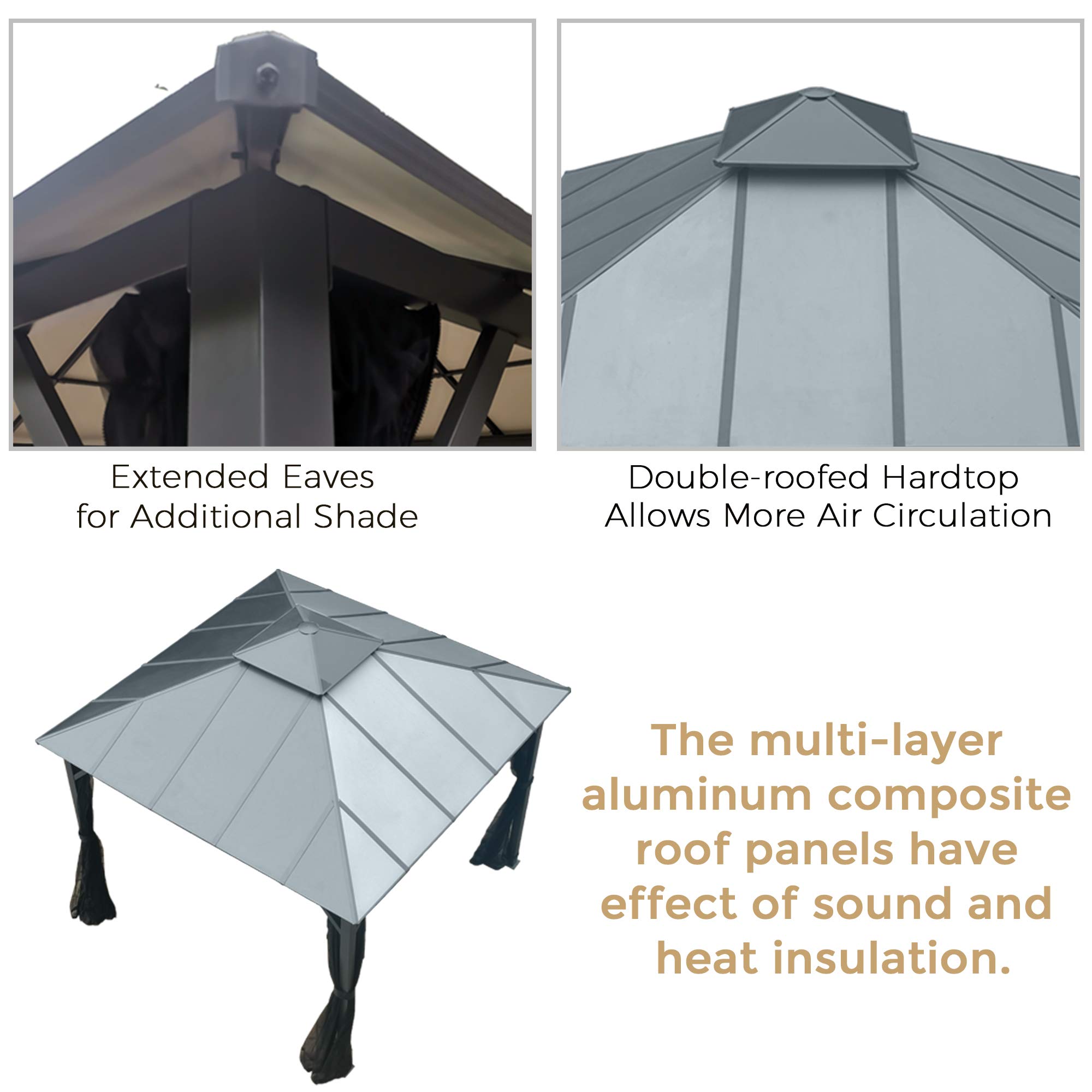 ASTEROUTDOOR 10x10 Outdoor Insulated Hardtop Gazebo for Patios