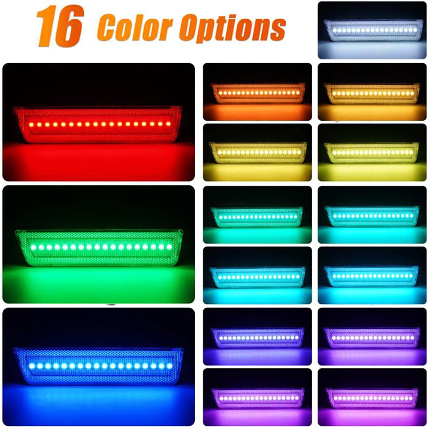 RGB LED Side Marker Lights for Dodge Charger 2015-2023, Front & Rear Fender Side Markers, Smoked Lens Driver & Passenger Side Bumper Lights, 4PCS